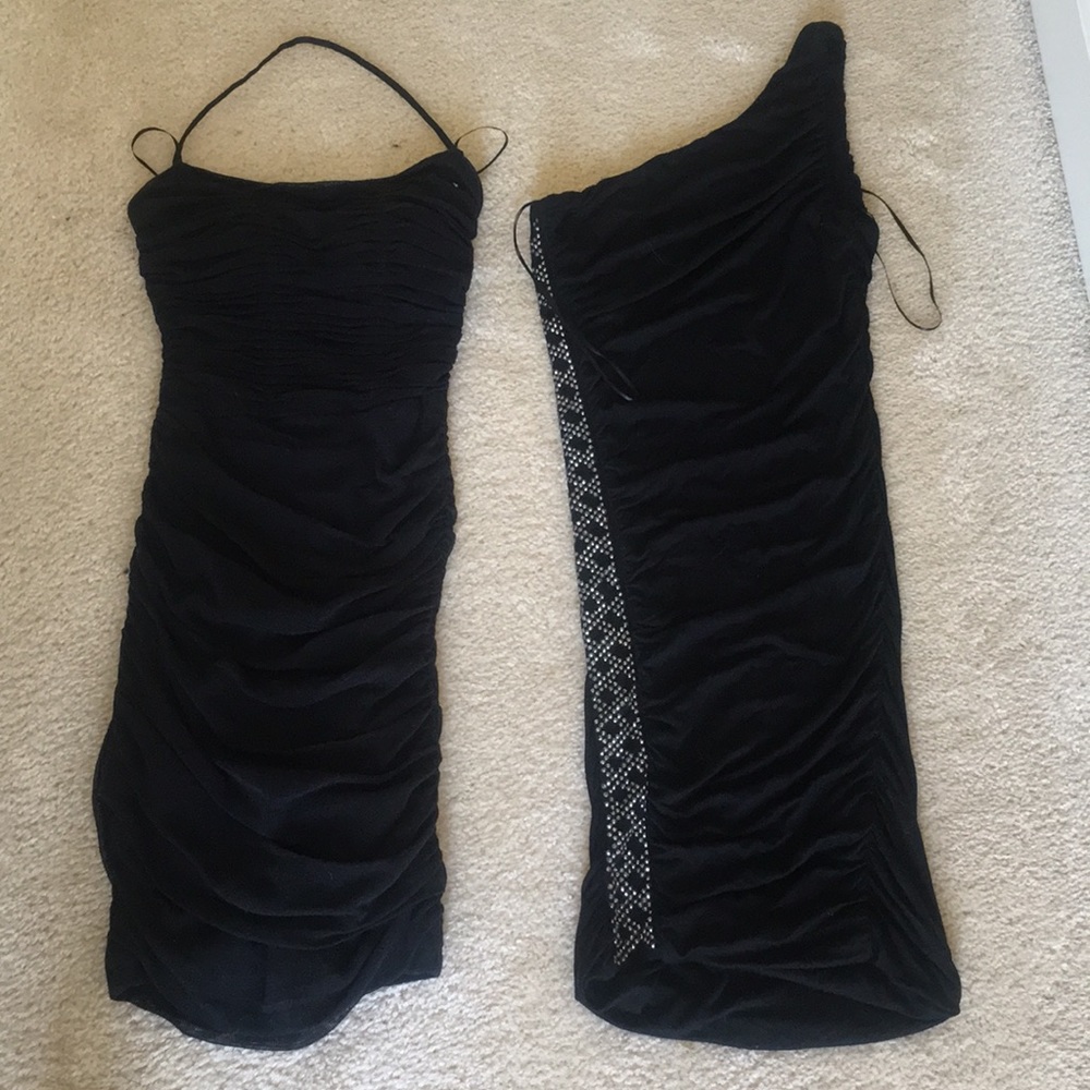 Mesh little dress/ one shoulder bundle (2) xs